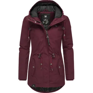 Wintermantel RAGWEAR "Winterjacke Monadis Black Label", Damen, Gr. XS, rot (wine rot22), Obermaterial: 65% Polyester PES. 35% Baumwolle CO.  Obermaterial: Futter: 100% Polyester PES. 100% Polyester PES., Mäntel Wintermantel