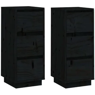 Sideboards 2 Stk. Schwarz 32x34x75 cm Massivholz Kiefer - Schwarz