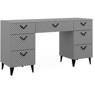 Vicco Schminktisch Anett Grau 150 cm ohne Spiegel, mit 7 Schubladen, - Grau