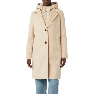 Kurzmantel, Damen, Gr. 44, beige, Flanell, Obermaterial: 100% Polyamid. Futter: 100% Polyamid, COMMA CASUAL IDENTITY, unifarben, regular fit ca. Mitte Oberschenkel, gerader Abschluss, Mäntel Kurzmantel, mit herausnehmbarem Steppeinsatz