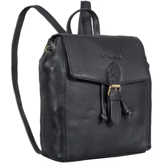 STILORD "Alice Leder Cityrucksack Damen Klein mit Kordelzug Rucksack Damen Echtleder Kleiner Damenrucksack Leder 2-in-1 Rucksackhandtasche Sling Bag für Alltag & Stadt Farbe:schwarz