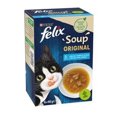 12x48g Fish Selection Soup Felix Snackuri pentru pisici