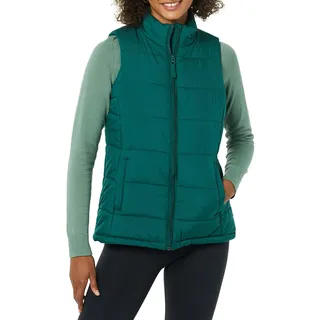 Amazon Essentials Damen Mittelschwere Daunenweste mit Reißverschluss, Dunkelgrün, M