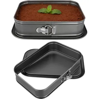 CHUEHKAK 2 Stücke Backform Rechteckig, Springform Eckig 35,5x24cm, Große Antihaft Kuchenform mit Abnehmbarem Boden, Auslaufsicher für Käsekuchen Tiramisu Brownie
