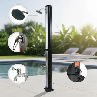 Solardusche 20L Silber Gartenbrause Fußdusche Camping Pool Regendusche Outdoor - Silber