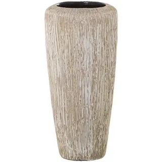 Alexandra House Living Vase, Weiß, Beige, Keramik, gestreift, 17 x 17 x 37 cm