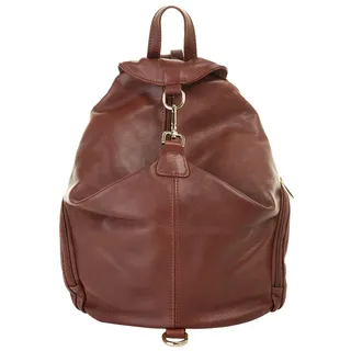 Cityrucksack PIKÉ "PIKÉ Damen Rucksack echt Leder, Made in Italy", Damen, Gr. B/H/T: 35cm x 30cm x 18cm, onesize, braun, Leder, Rindsleder, beschichtet, leicht glänzend, Rucksäcke Cityrucksack, echt Leder, Made in Italy