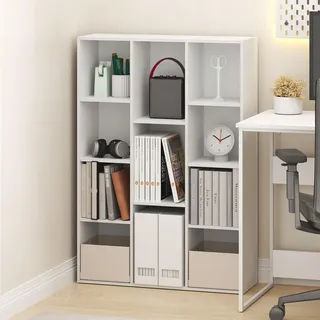 Furinno LUDER 11-Würfel-Bücherregal, beidseitig verwendbares Würfelregal, offenes Aufbewahrungsregal, geschlossene Rückwand 23.9 x 73.9 x 105.9 cm, für Wohnzimmer, Schlafzimmer, Homeoffice, Weiß
