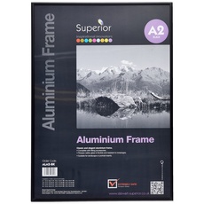 SECO A2-Bilderrahmen aus gebürstetem Aluminium mit Plexiglas-Sicherheitsglas, magnetisch, perfekt für zu Hause/Büro, 18 mm Rahmenkante, schwarz