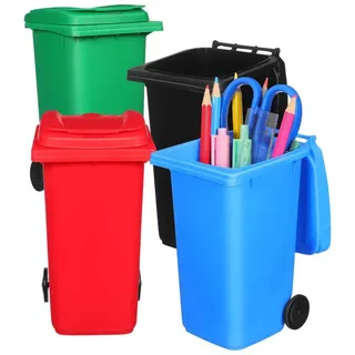 Alipis 4 Stück Teiliges Mini Mülltonnen Stifthalter aus Robustem Kunststoff Bunte Schreibtisch Aufbewahrung mit Deckel und Praktische Kleine Papierkorb Behälter für Büro und Kinderzimmer
