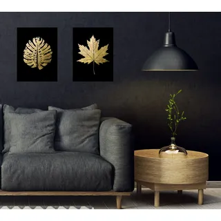 OTTO home Poster »Ahorn Blätter Poster Set Gold - Dekoration« Blätter   Blätterbilder 2er-Set, 2 Stk. tlg. 2er-Set - jeweils 30x40cm, goldfarben