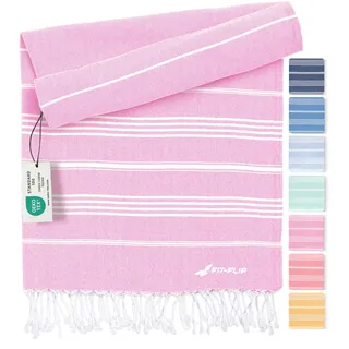 Fit-Flip Hamamtuch aus 100% Baumwolle – saugfähig und schnelltrocknend – türkisches Saunatuch, Strandtuch, Duschtuch, Badetuch, Yogatuch – Rose – 200x200cm Sultan