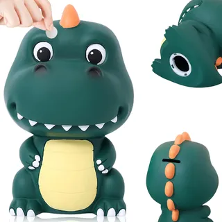 Spardose Dinosaurier, Spardose mit Dino Spardose Sparschwein im Dino-Look, Spardose für Mädchen Jungen, Prima Geschenkidee zu Geburtstag, Einschulung und Anderen Anlässen (Grün)