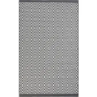 Beliani Outdoor Teppich Grau Polypropylen 120 x 180 cm zweiseitig Terrasse Balkon Garten Ausstattung Wohnzimmer Salon Diele Flur - Grau, Weiß