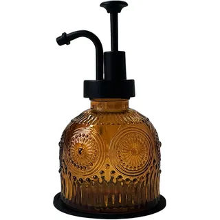 Birugen Vintage-Seifenspender für Badezimmer, Glas-Küchenseifenspender mit Pumpe, Bauernhaus-Optik, niedlich, klein, rustikale Dekoration (braun)