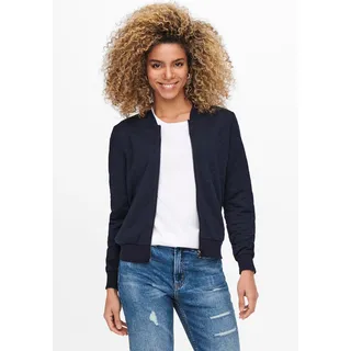 Sweatjacke ONLY "ONLJOYCE L/S BOMBER SWT NOOS", Damen, Gr. S, blau (night sky), Sweatware;Steppware, Obermaterial: 100% Polyester, regular fit hüftlang, Rundhals, Rippbündchen, Sweatjacken Sweatjacke, Polyester, regular fit