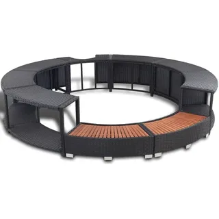 Whirlpool-Umrandung Schwarz Poly-Rattan - Schwarz, Bunt
