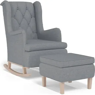 Schaukelsessel mit Hocker Hellgrau Stoff - Grau, Hellgrau