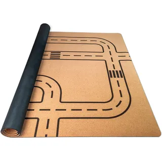 Secoroco Spielmatte aus Kork. Schadstofffreie Krabbelmatte für Babys und Kinder. Straße 140x110 cm