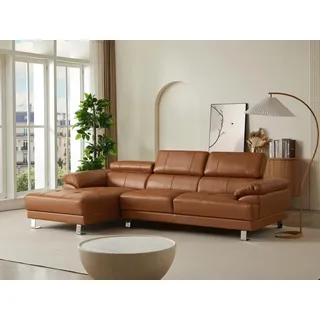 vente-unique Ecksofa - Premium-Leder - Ecke Links - Karamell - EXCELSIORA