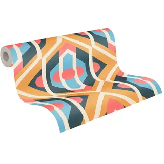 A.S. Création Karo-Vliestapete – Blau, Rot, Braun – Vintage – 0,53 x 8,5 m | Nostalgische Karo-Optik als Retro-Akzent – matte Strukturtapete, einfach zu verkleben & spurlos abziehbar