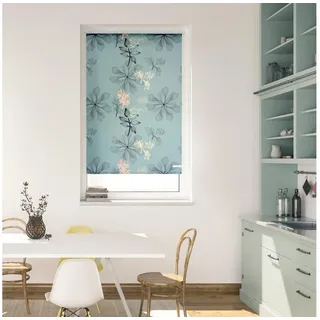 Lichtblick ORIGINAL »Rollo Klemmfix, ohne Bohren, Verdunkelung, Aqua Floral - Blau« verdunkelnd Verdunkelung energiesparend freihängend, blau