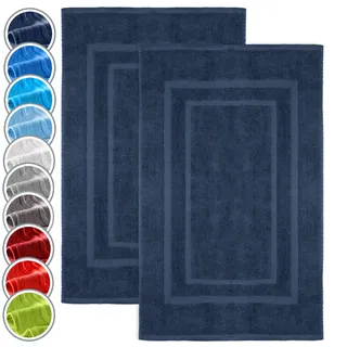 NatureMark 2er Pack Badvorleger | Premium Qualität | 100% Baumwolle | 50 x 80 cm | Duschvorleger Duschmatte Doppelpack | Farbe: Navy blau