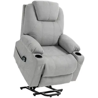 Homcom Fernsehsessel mit Aufstehhilfe Polyester 90 x 107 x 101 cm Hellgrau elektrisch