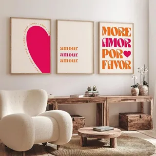 Xiyocadt 3er Rosa Poster Set, Ästhetische Inspirierende Zitate Leinwand Bilder, Moderne Ästhetische Wandbilder, für Wohnzimmer Schlafzimmer Deko, Ohne Rahmen (50 x 70 cm)