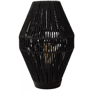 Tischlampe Papier Schwarz Schlafzimmer Modern 33,5 cm E27 Tischleuchte blendarm