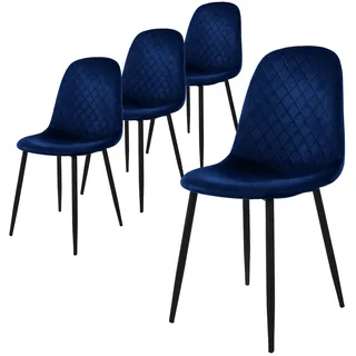 ML-Design Esszimmerstuhl Samt Dunkelblau 4er Set