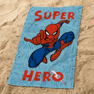 OMYDREAM Spiderman Home Sketches Badetuch und Strandtuch für Kinder | 100% Baumwolle | Öko-TEX | 70 x 120 cm | Bedruckt | Blau/Rot