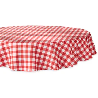 DII 100% Polyester, auslaufsicher, maschinenwaschbar Tischdecke 60" Round rot kariert