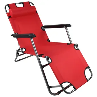 Ambia Garden Gartenliege , Rot , Metall, Kunststoff, Textil , Füllung: Polyester , 60x27x153 cm , UV-beständig, regenabweisend, rostfrei, Rückenlehne verstellbar , Gartenmöbel, Gartenliegen, Sonnenliegen