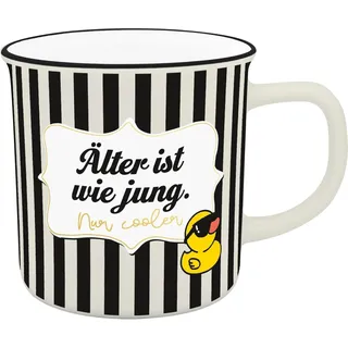 Sheepworld XL-Becher mit Motiv Ente und Spruch Älter | Kaffeetasse aus New Bone China Porzellan, 52 cl, Geschenkbanderole | Lustiges Geschenk, Geburtstagsgeschenk | 74839