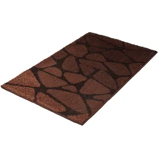 Kleine Wolke Badematte "Inspire, Badvorleger, Badezimmer Teppich" Höhe 15 mm rutschhemmend beschichtet fußbodenheizungsgeeignet Badteppich, Stein Optik, waschbar, nussbraun
