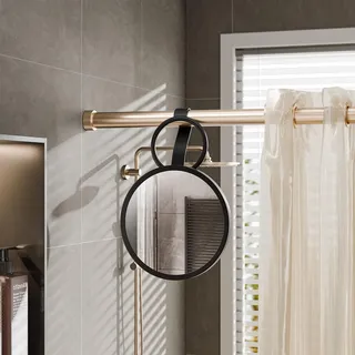 TAILI Duschspiegel Antibeschlag für Reisen, Rasierspiegel Dusche, Abnehmbarer & Bohrfreier Nebelfrei Duschspiegel für Badezimmer, Bruchsicher & Wasserdicht Rasierspiegel für Dusche, Schwarz & Rund