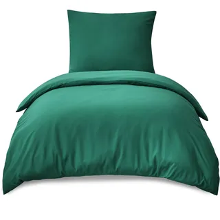 RUIKASI Bettwäsche 155x220 Grün 2teilig - Jagdgrün Mikrofaser Bettwäsche-Sets Oeko-TEX, Bettbezüge 155 x 220cm + Kissenbezüge 80x80cm mit Reißverschluss, Weich und Bügelfrei