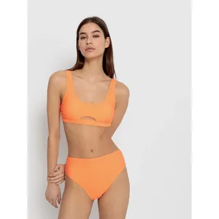 Bustier-Bikini-Top LSCN BY LASCANA "Gina", Damen, Gr. 34, Cup A/B, orange (neon orange), Recycling-Polyamid, unifarben, Bikini-Oberteile Bustier-Bikini-Top, mit Cut-Out vorne