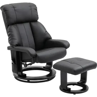 HOMCOM Relaxliege mit Liegefunktion Massagesessel Fernsehsessel Liegesessel Ergonomischer Stuhl Sessel mit Hocker Massage Schwarz 76 x 80 x 102 cm - Schwarz