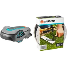 Gardena SILENO Life: Mähroboter für Rasenflächen bis 750 m2, Bluetooth-App bedienbar (15101-20) & Begrenzungskabel (150 m): Begrenzungsdraht für Gardena Mähroboter, Schwarzgrau (4088-60)