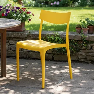 Dmora - Gartenstuhl Orcus, Gartensitz, Outdoor-Stuhl, Outdoor-Sessel, Made in Italy, 54x46 h80 cm, Gelb