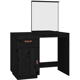 vidaXL Schminktisch Schwarz 95x50x134 cm Massivholz Kiefer - Schwarz
