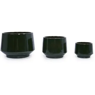 Pflanzkübel groß einfarbige Glasur, Ø38/28/22 cm atmungsaktive Tonware , Grün , Keramik , Rund , 33 cm , Dekoration, Blumen & Blumentöpfe, Übertöpfe