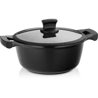 kela Kochtopf Induktion 24 cm mit Glasdeckel STELLA NOVA, Kochtopf groß 3,5 L mit Oil Control System, Aluguss beschichtet, Softtouchgriff