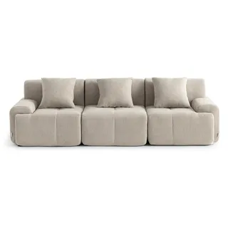 MILYSOFA SOFAMOUS 3-Sitzer-Modulsofa, geradlinig, aus sandbeigem Chenille-Stoff - Beige, Weiß