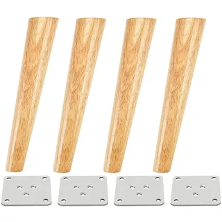 Qrity Möbelfuß Holz, 4 Stück 35cm Holzfüße Möbelfüße Sofafüße mit Montageplatten & Schrauben für Schrank, Sofa, Couchtisch, TV-Schrank und andere Möbelbeine