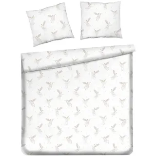 home&you Bettwäsche Satin Angeliso, 200x220 cm, Ecru, Winter Weihnachten Bettbezug, Weihnachtsdeko, Christmas, Weihnachtsmotiv , Textil , 200x220 cm , Heimtextilien, Bettwäsche & Leintücher, Bettwäsche