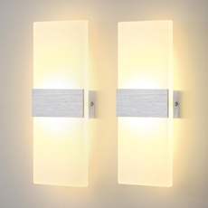 Lightsjoy 2x 12W LED Wandlamp Innen Moderne Wandleuchte up and down Innenbeleuchtung Flur Belechtung für Schlafzimmer Korridor Wohnzimmer Treppe usw Warmweiß