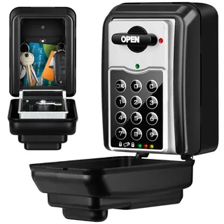 BTNEEU Schlüsseltresor mit Zahlencode Elektronischer Schlüsselsafe mit Code 4-10 Stellig Schlüsselkasten Groß Wasserdicht Schlüsselbox Hohe Sicherheit Schlüsselschrank für Haus Garage Büro (Grau)